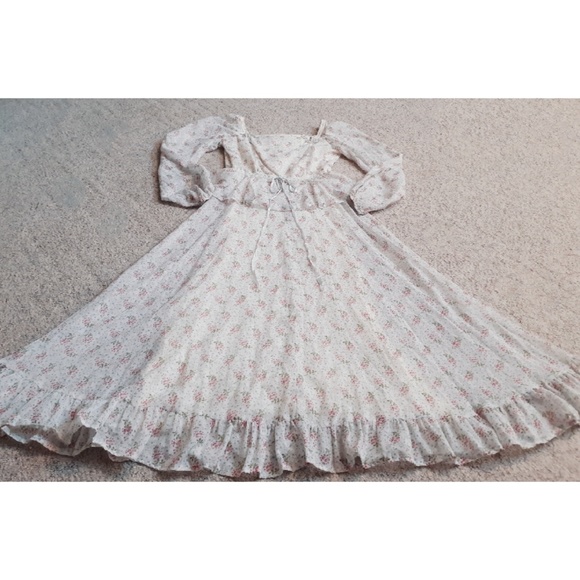 Sweet pink flowers Gunne Sax style prairie dress - Picture 1 of 6